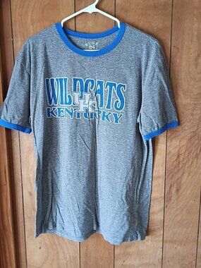 Kentucky Wildcats Blue 84 Ringer T-Shirt Mens Large Gray Tri-Blend UK Logo NCAA